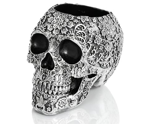 BOIHEGU Metallic Silver Skull Decorative Bowl Gothic Gifts | Amazon (US)