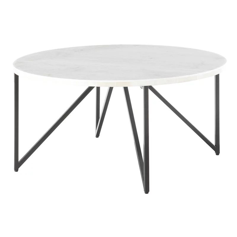 Bowery Hill Round Marble Top Coffee Table in White - Walmart.com | Walmart (US)