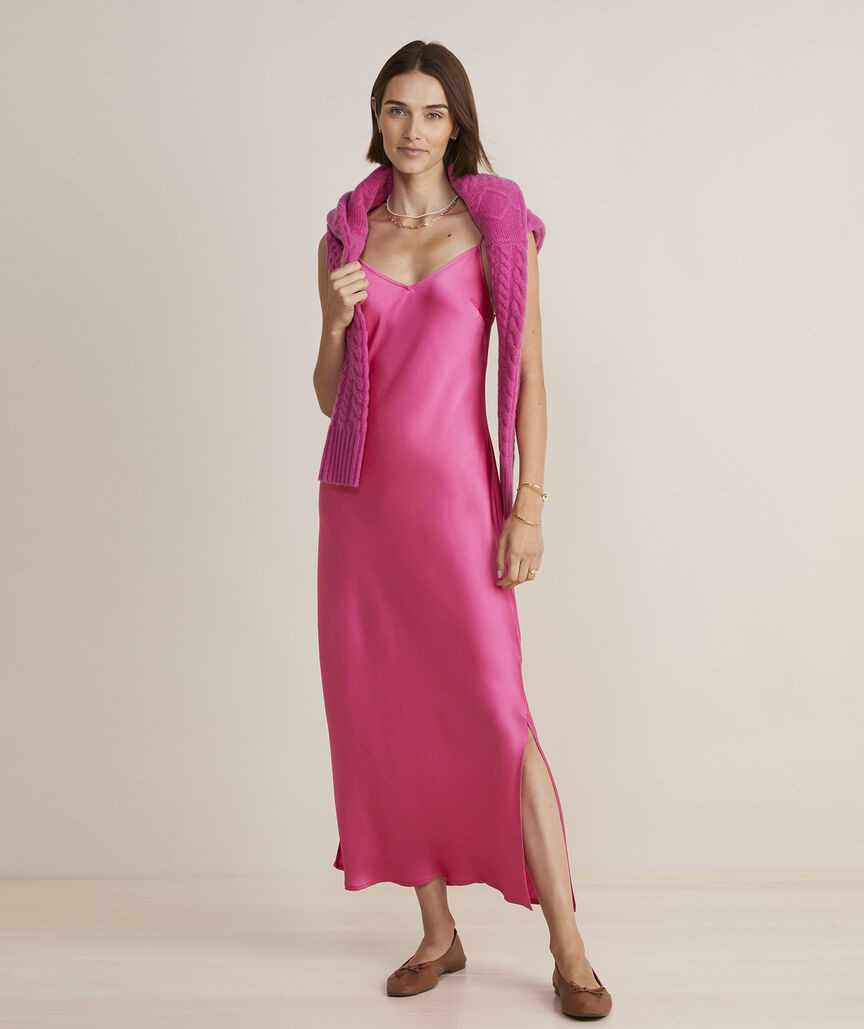 Satin Midi Slip Dress | vineyard vines