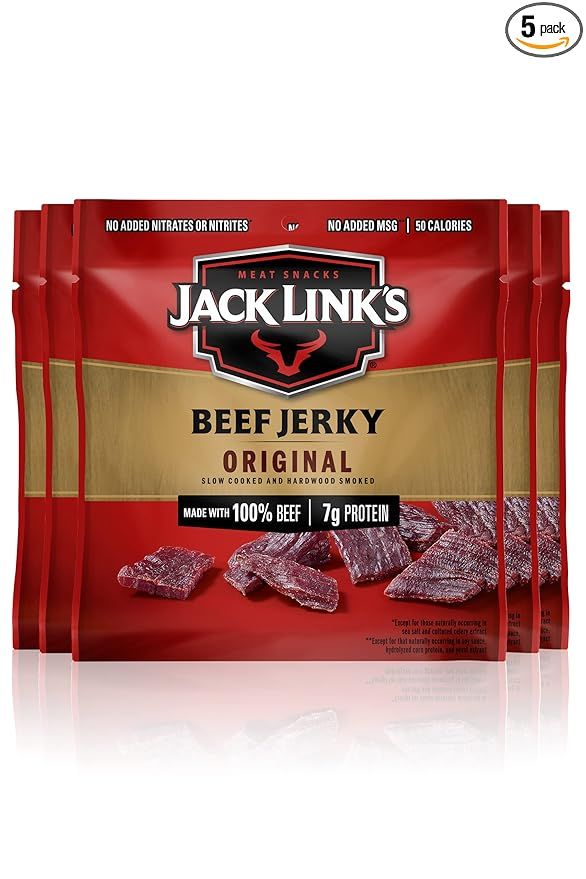 Jack Link's Beef Jerky, Original - Flavorful Meat Snack for Lunches, Ready to Eat Snacks - Great ... | Amazon (US)