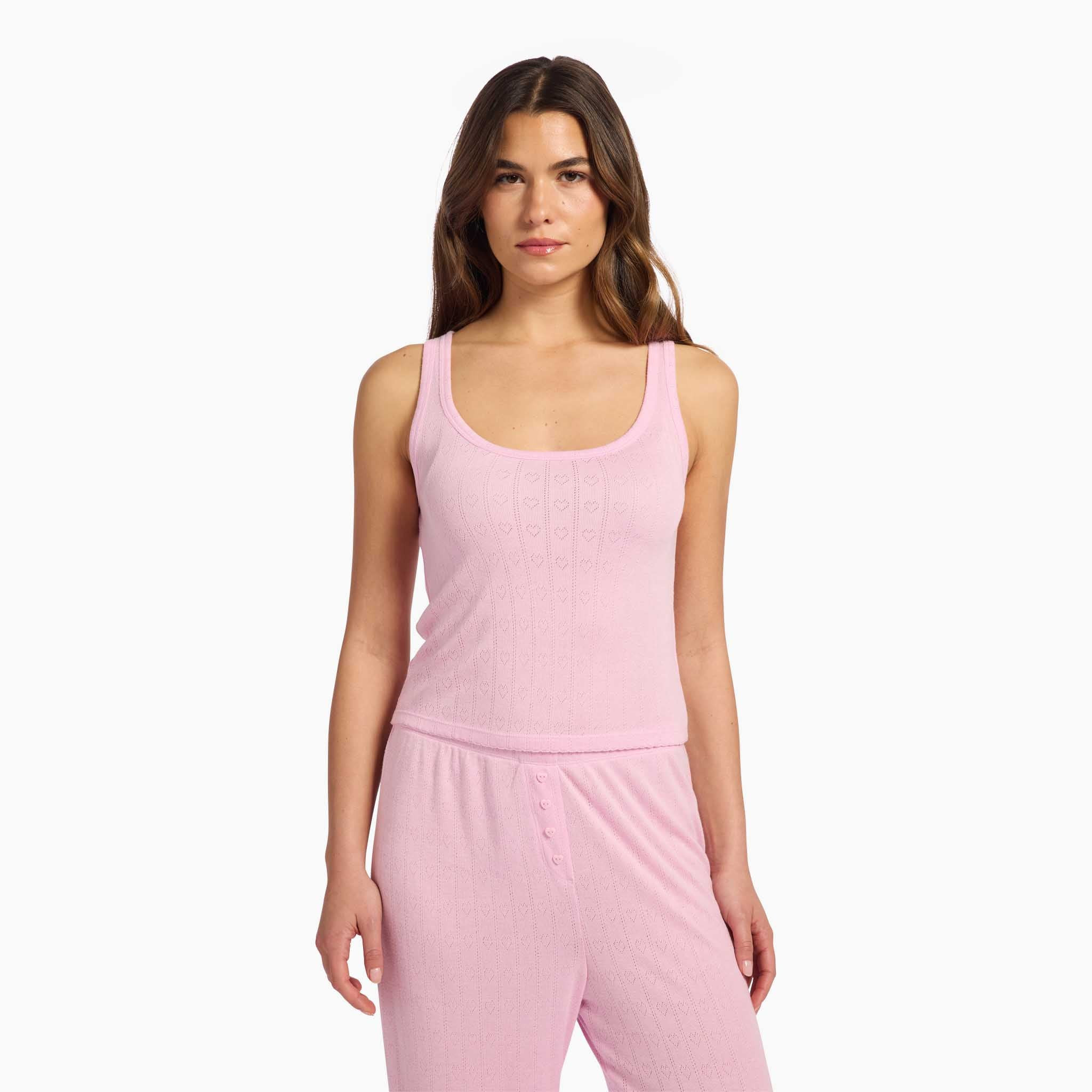 Heart Pointelle Pajama Scoop Tank | Bon Bon | Nuuds US