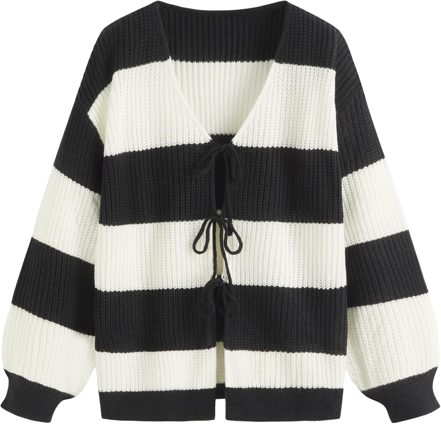 CIDER Cardigan Sweater for Women Tie Front Striped Cute Y2k Trendy Outfits | Amazon (US)