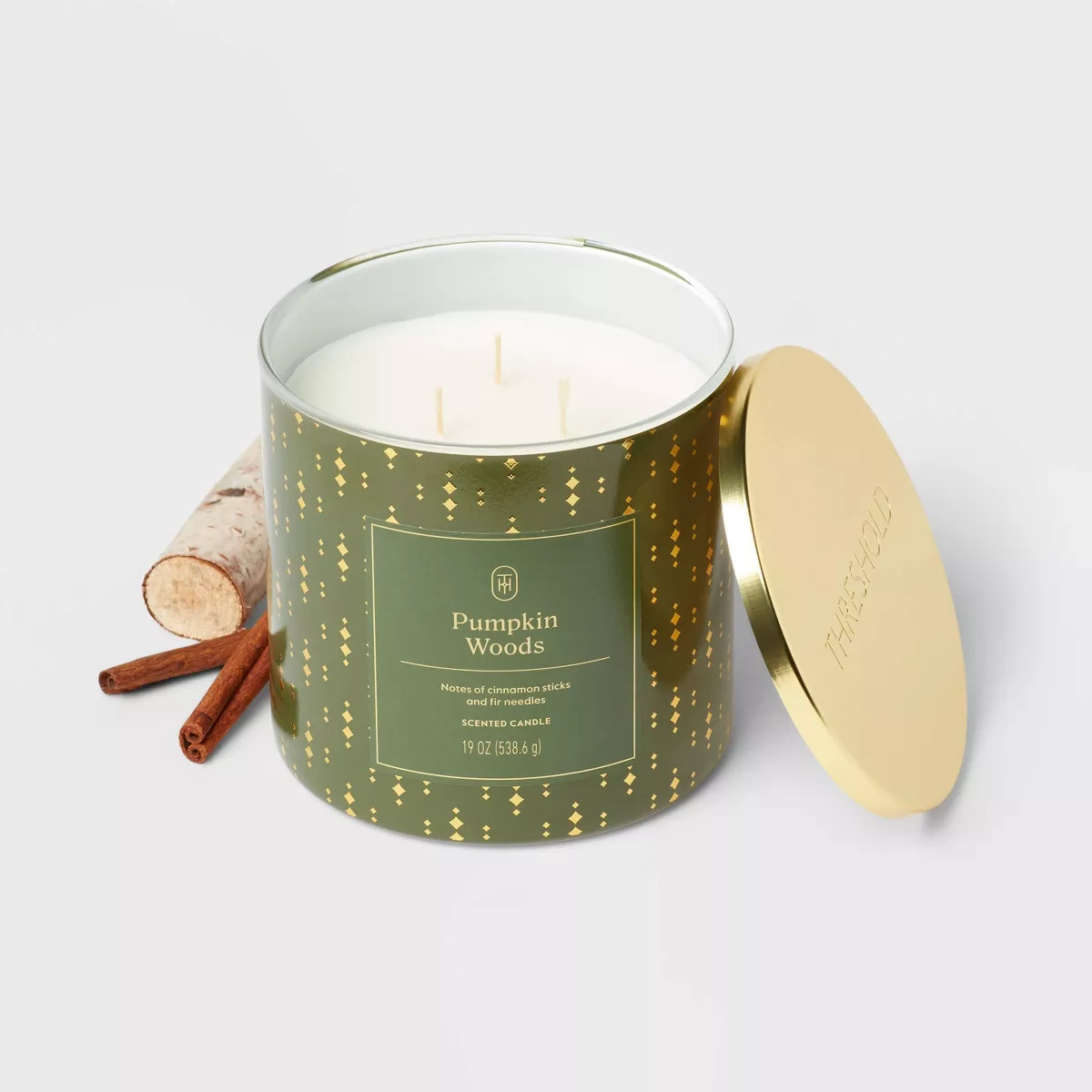 3-Wick Lidded Glass Pumpkin Woods Jar Candle 19oz - Threshold™ | Target