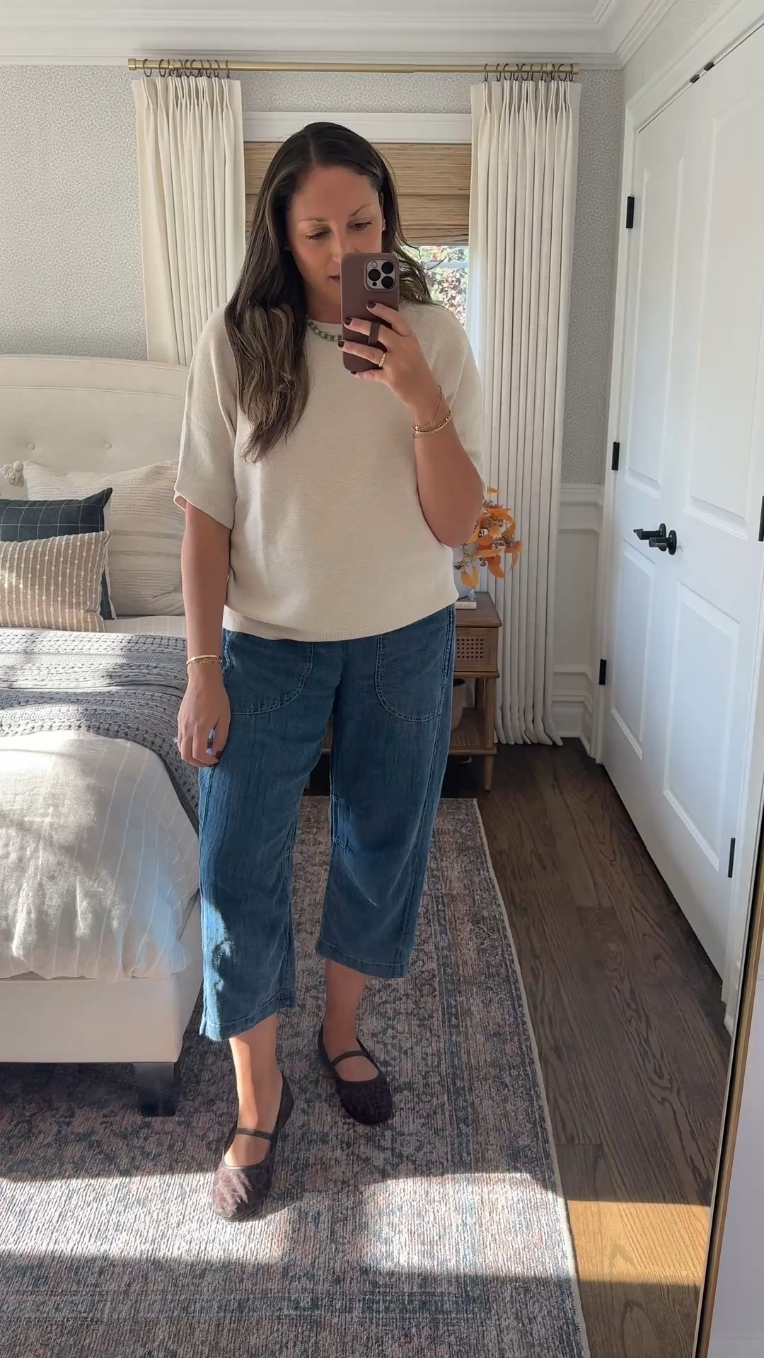 The perfect warm weather fall look! These Pilcro pants are paper thin and SO comfortable. Size down (I’m wearing a small). Also wearing my favorite under $40 Quince top and ballet flats! 

#LTKStyleTip #LTKSeasonal #LTKFindsUnder50