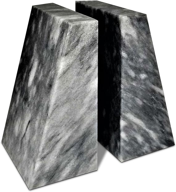 Modern Wedge Marble Bookends (Cloud Gray) | Amazon (US)