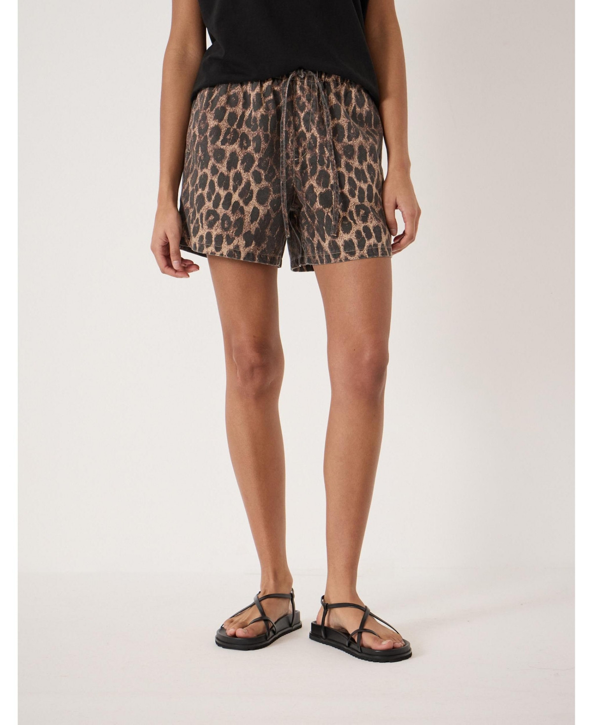 Hush Women's Betty Leopard Pull On Denim Shorts - Brown leopard print | Macy's
