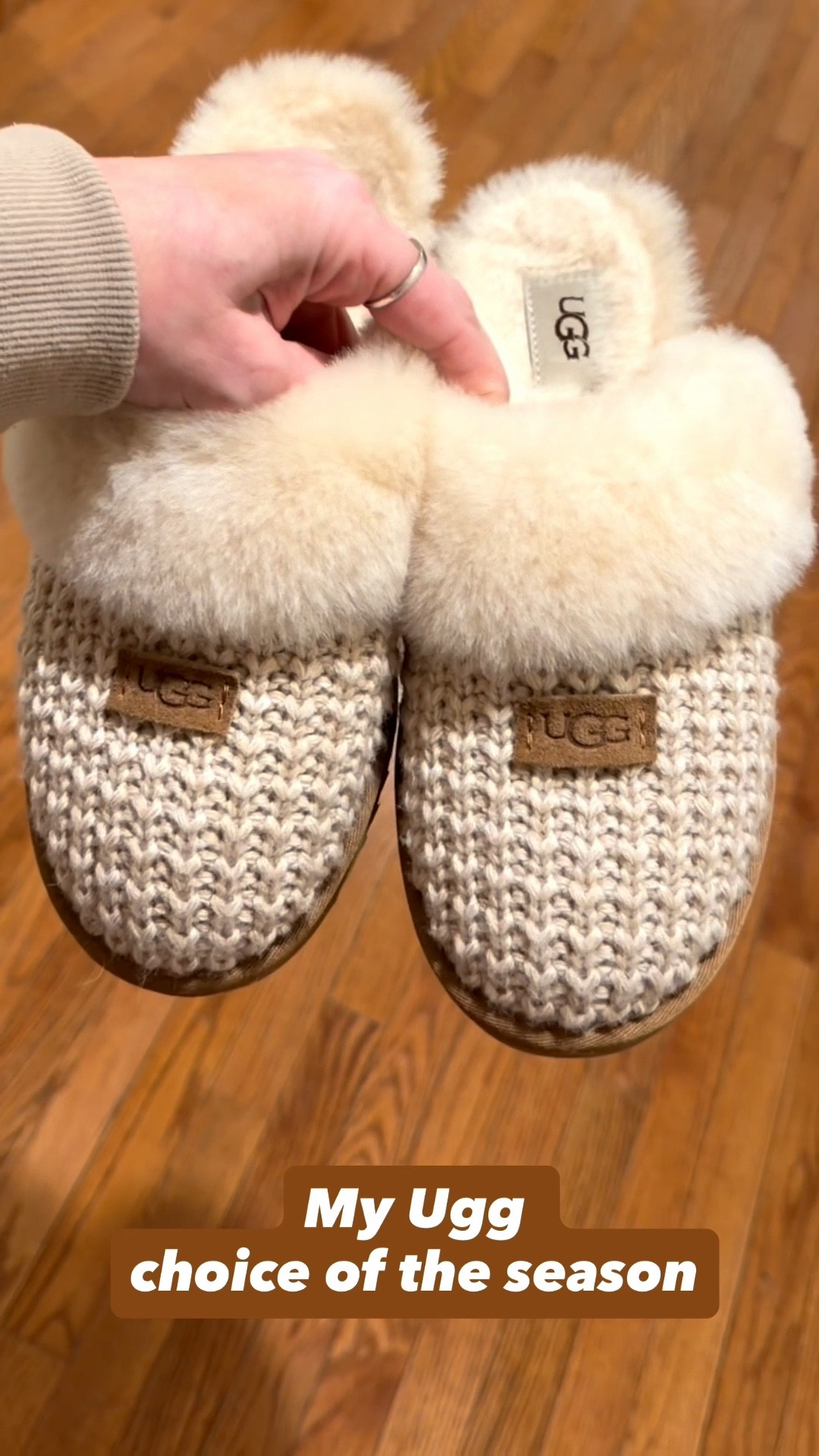 My new Uggs for the winter! I love the cozy knit design 🤎 true to size!
Color - Cream Knitt

#LTKWomens #LTKGirls #Uggs #CreamUggs #Slippers #KnitSlippers #TanSliporrs #UggSlippers #Cozy #SeasonFavorite #Winter #Home