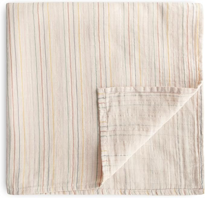 mushie Muslin Baby Swaddle Blanket | 100% Organic Cotton (Retro Stripe) | Amazon (US)