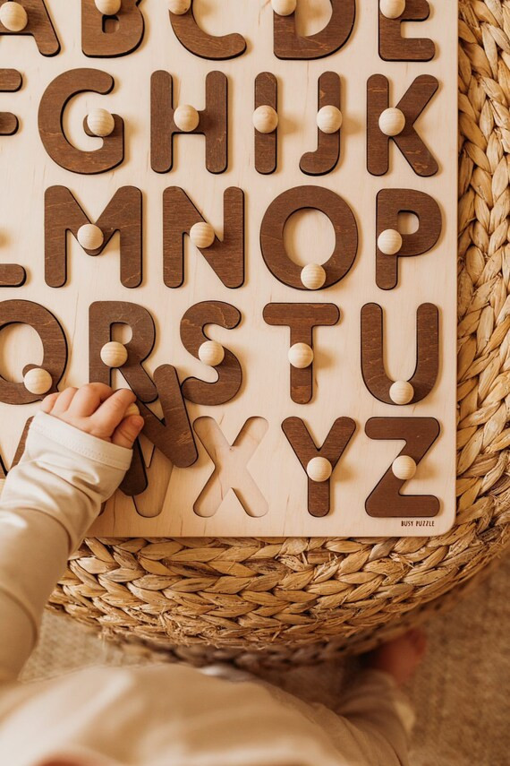 Natural Wooden Alphabet Puzzle | Etsy (US)