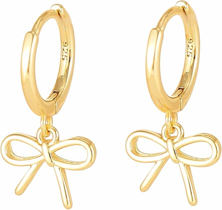 Bow Earrings for Women Pearl Bow Hoop Earrings Gold Silver Drop Dangle Earrings Trendy Bow Pearl ... | Amazon (US)