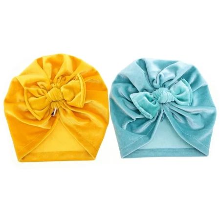 Hemoton 2Pcs Newborn Bow Hat Infant Nursery Beanie Pleuche Hat Baby Bowknot Turban | Walmart (US)