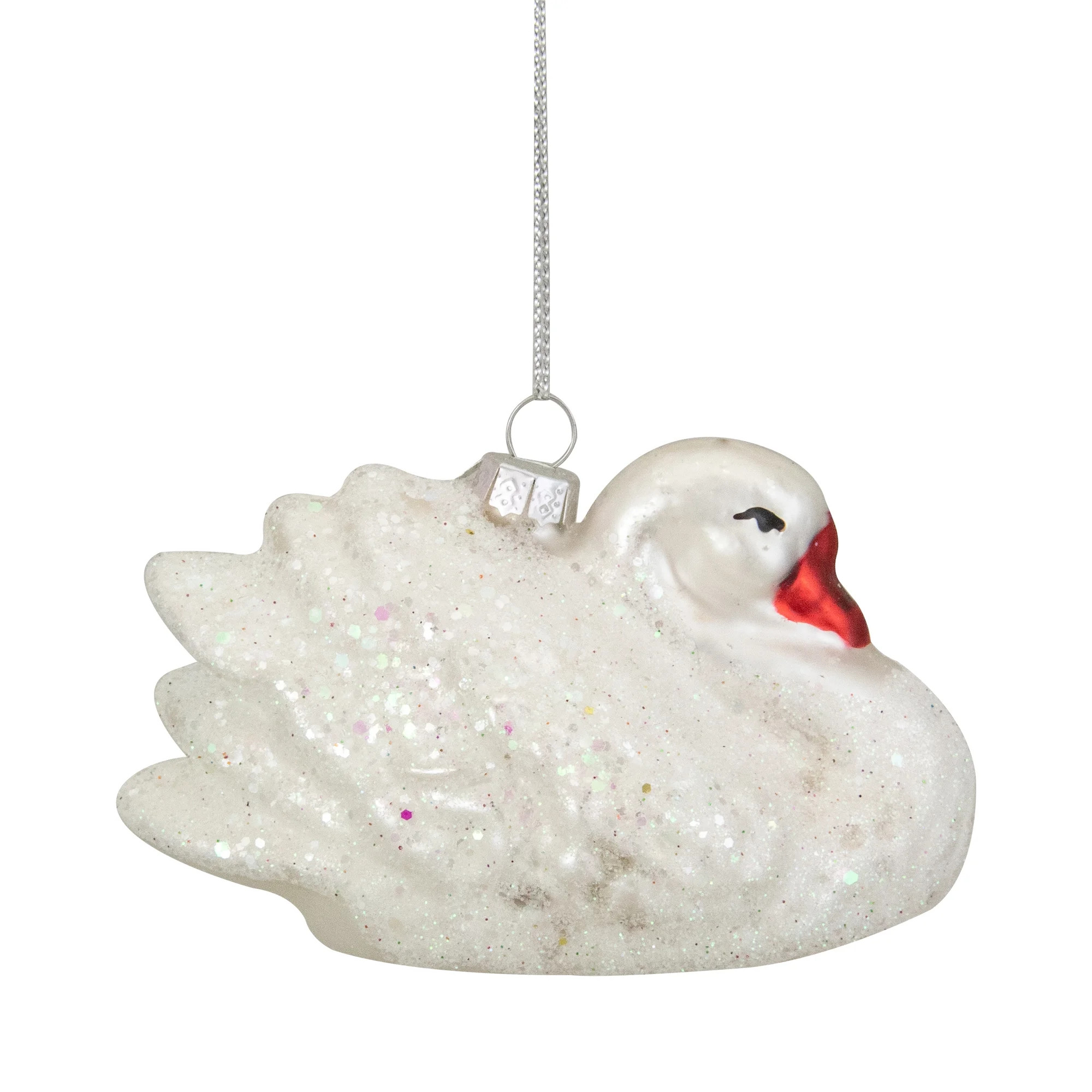 Northlight 3.75" White Iridescent Glass Swan Christmas Ornament | Walmart (US)