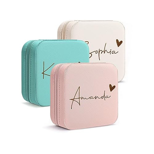 DayOfShe Personalized Name Jewelry Box Christmas Stocking Stuffers for Women Teenage Girls Gifts Custom Travel Jewelry Case with Name for Bridesmaid Proposal Gifts | Amazon (US)