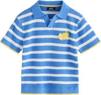 Kids' Stripe Open Stitch Cotton Polo Sweater | Nordstrom