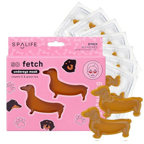 SpaLife So Fetch Hydrogel Under Eye Patches for Dark Circles | Dachshund Under Eye Patches for Puffy Eyes | Weiner Dog Undereye Bags and Puffiness Removal | Pack of 8 Pairs (8 Undereye Treatments) | Amazon (US)
