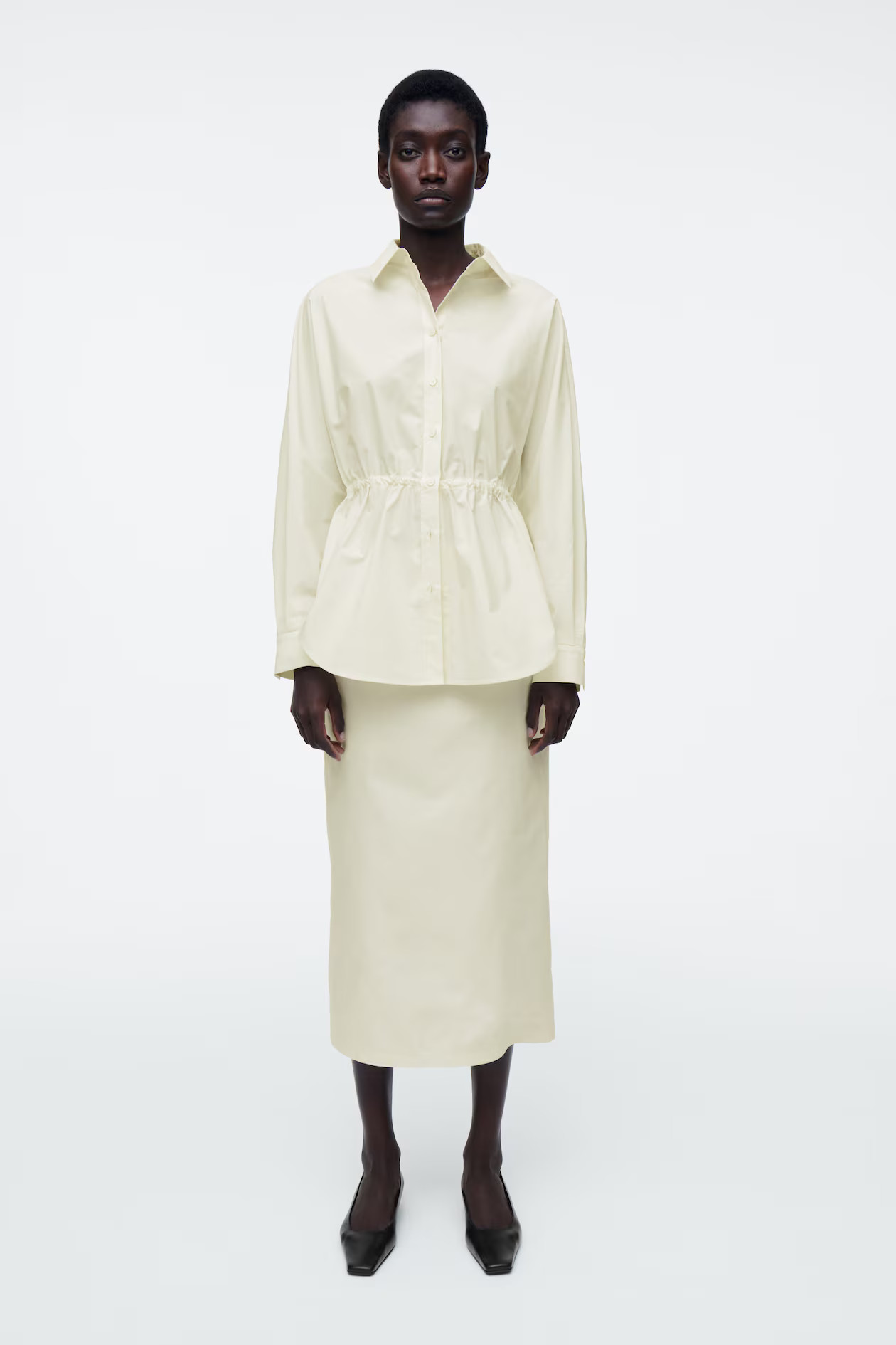 COTTON DRAWSTRING MIDI SKIRT - BUTTERMILK | COS AU | COS (AU)