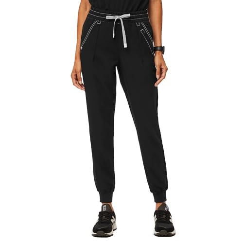 FIGS Tatu High Waisted Slim Cargo Jogger Scrub Pants for Women - Black/White, XX-Small | Amazon (US)