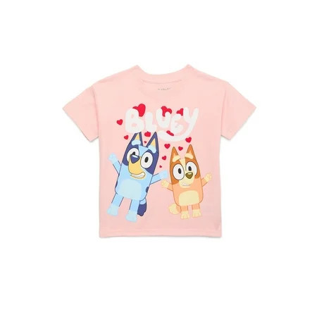 Bluey Toddler Valentine's Day Graphic Tee with Short Sleeves, Sizes 12M-5T | Walmart (US)