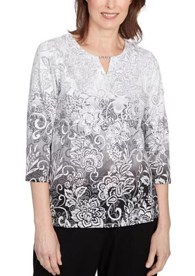 Alfred Dunner Women's Santa Barbara OmbrÃÂ© Scroll Top | Belk