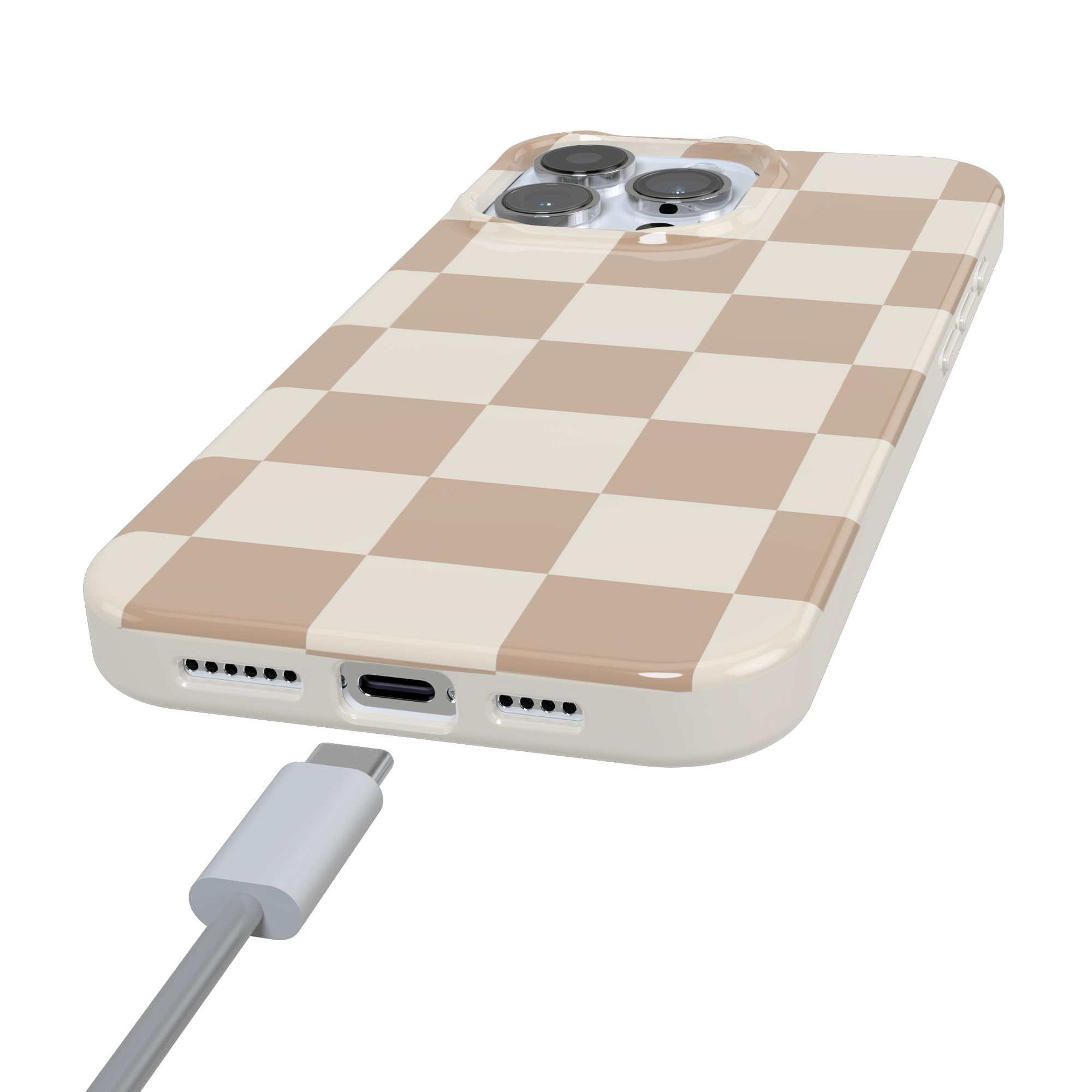 Casely iPhone 16 Pro Case | Neutral Checkerboard | Fit Check | Classic Ultra Slim Design | Compatible with MagSafe | Amazon (US)