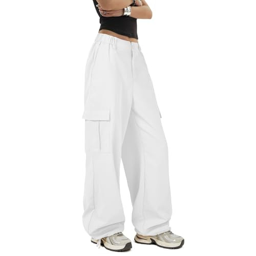 Zando Women's Cargo Pants Baggy Parachute Pants Joggers Y2k Trendy Stretchy High Waist Wide Leg T... | Amazon (US)