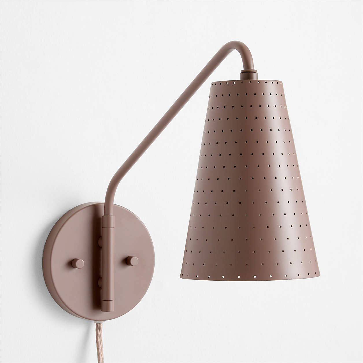Sammy Purple Plug-In Wall Sconce | Crate & Kids | Crate & Barrel