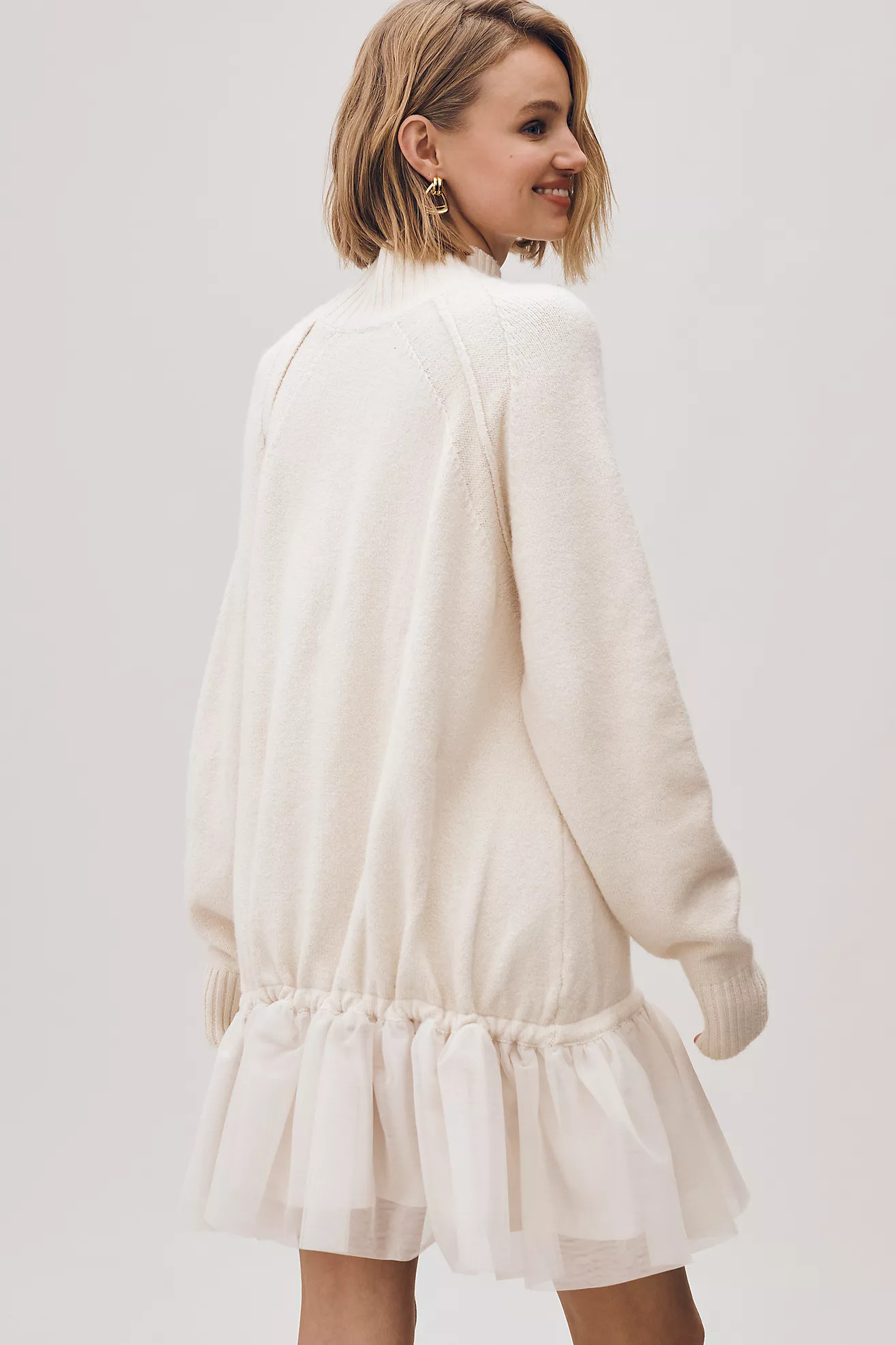 By Anthropologie Long-Sleeve Turtleneck Tulle Twofer Mini Dress | Anthropologie (US)