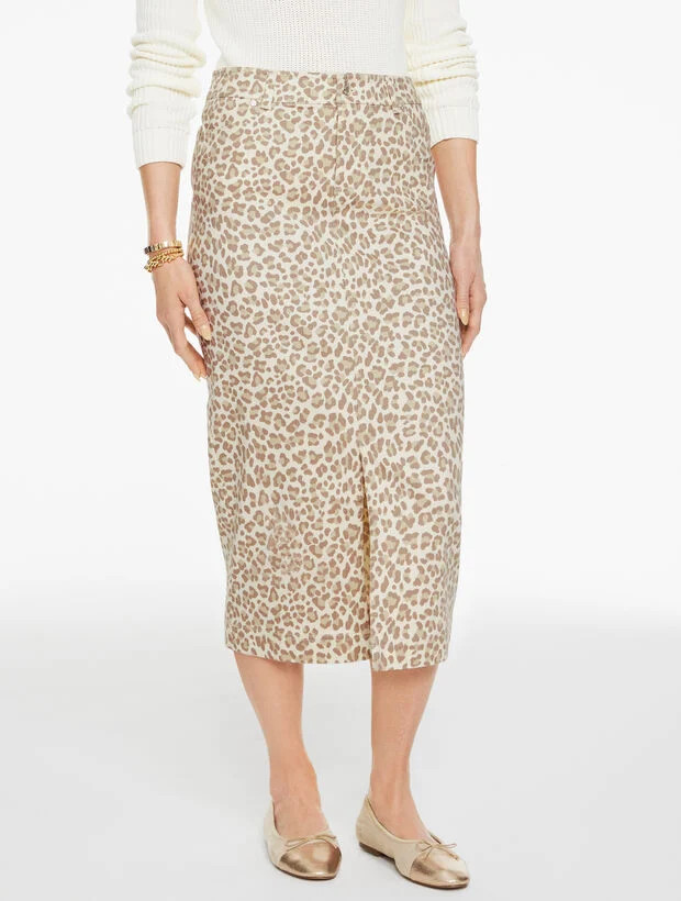 Denim Midi Skirt - Alluring Leopard | Talbots
