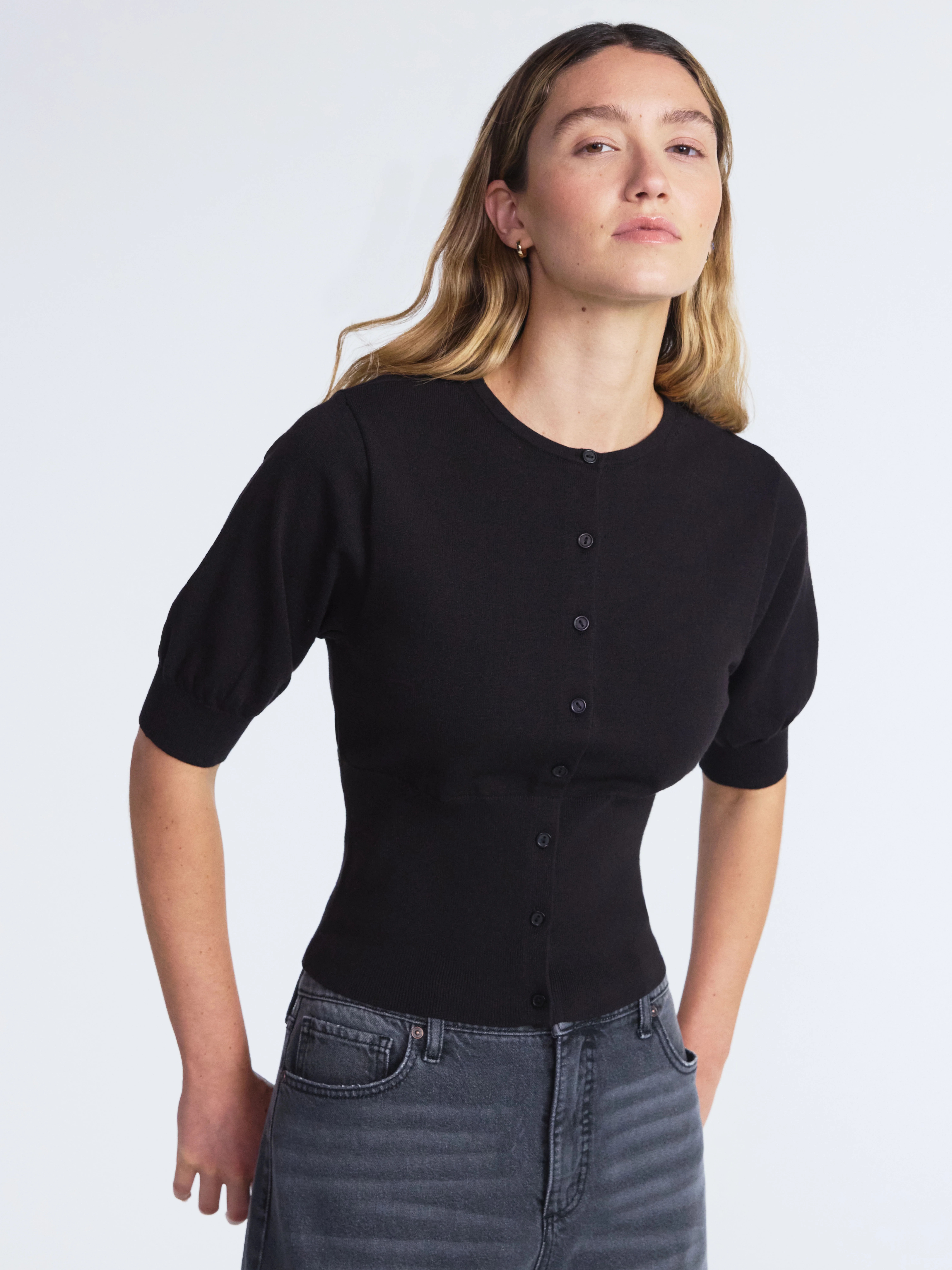 Scoop Women's Rib Cardigan Sweater with Short Sleeves, Lightweight, Sizes XS-XXL - Walmart.com | Walmart (US)