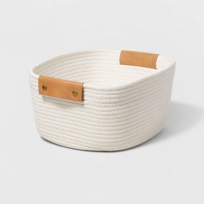 13&#34; Decorative Coiled Rope Square Base Tapered Basket Small White - Brightroom&#8482; | Target