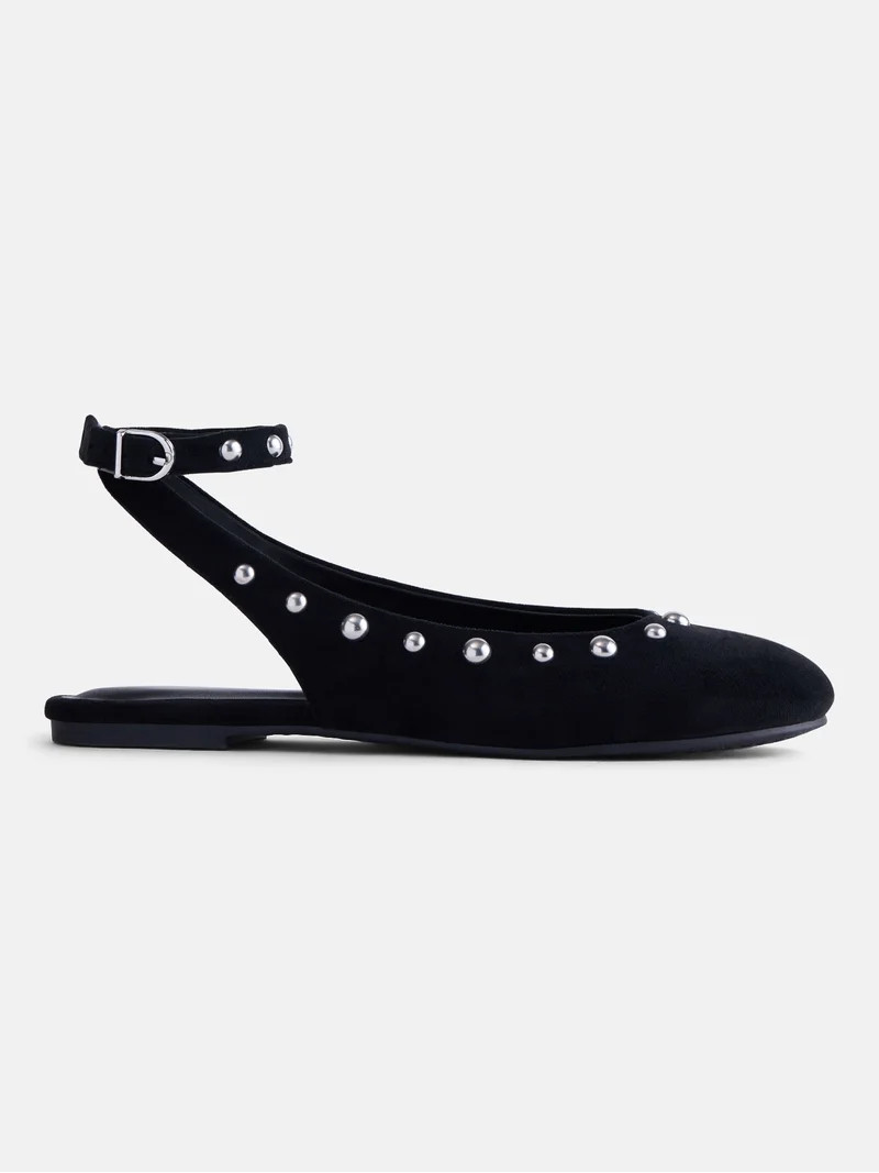 No Boundaries Women\u2019s Faux Suede Ankle Ballet Flats | Walmart (US)