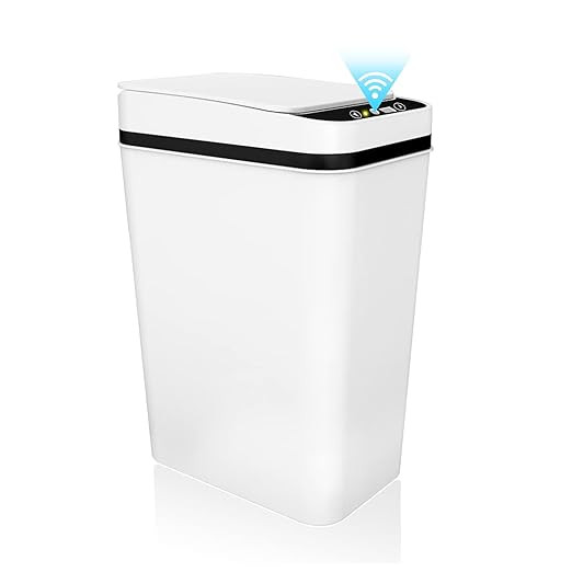 jinligogo Bathroom Small Trash Can with Lid Touchless Automatic Garbage Can, 2.2 Gallon Slim Wate... | Amazon (US)