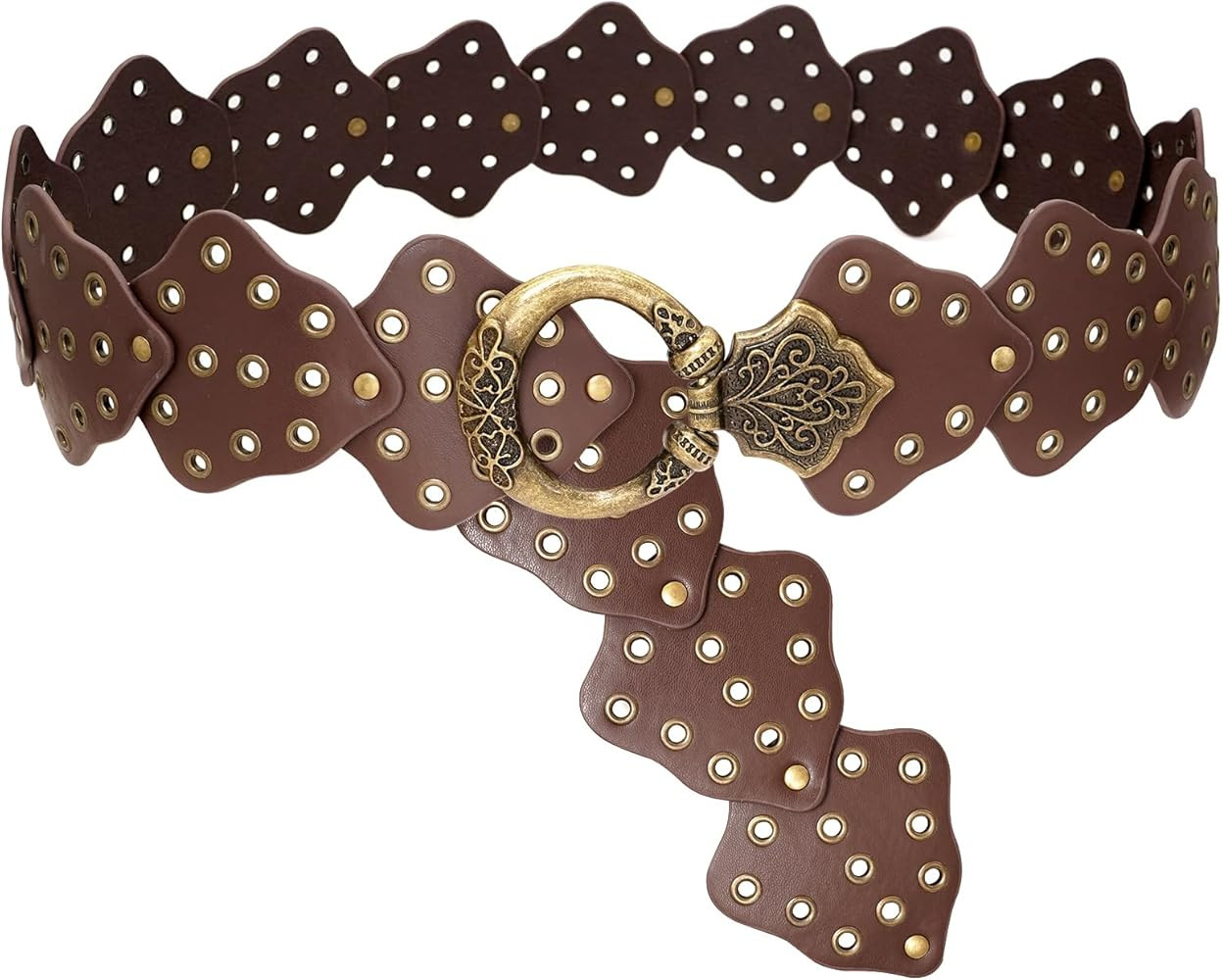 Wide Disc Belts for Women Boho Concho Leather Waist Belt Vintage Western Chunky Belt for Dresses | Amazon (US)