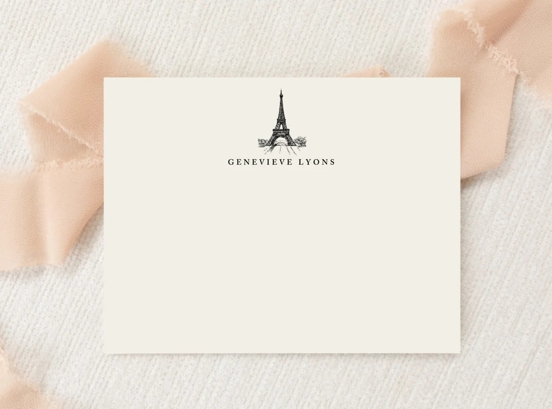Personalized Custom Paris Eiffel Tower Stationery | Stationary | Monogram | Flat Note Cards Envel... | Etsy (US)