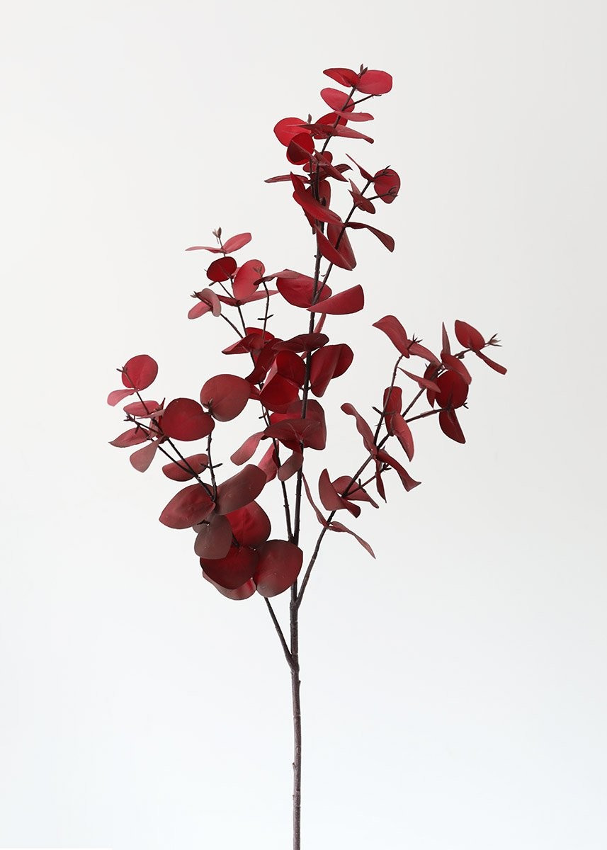 Holiday Red Artificial Spiral Eucalyptus Leaf Branch - 37" | Afloral (US)
