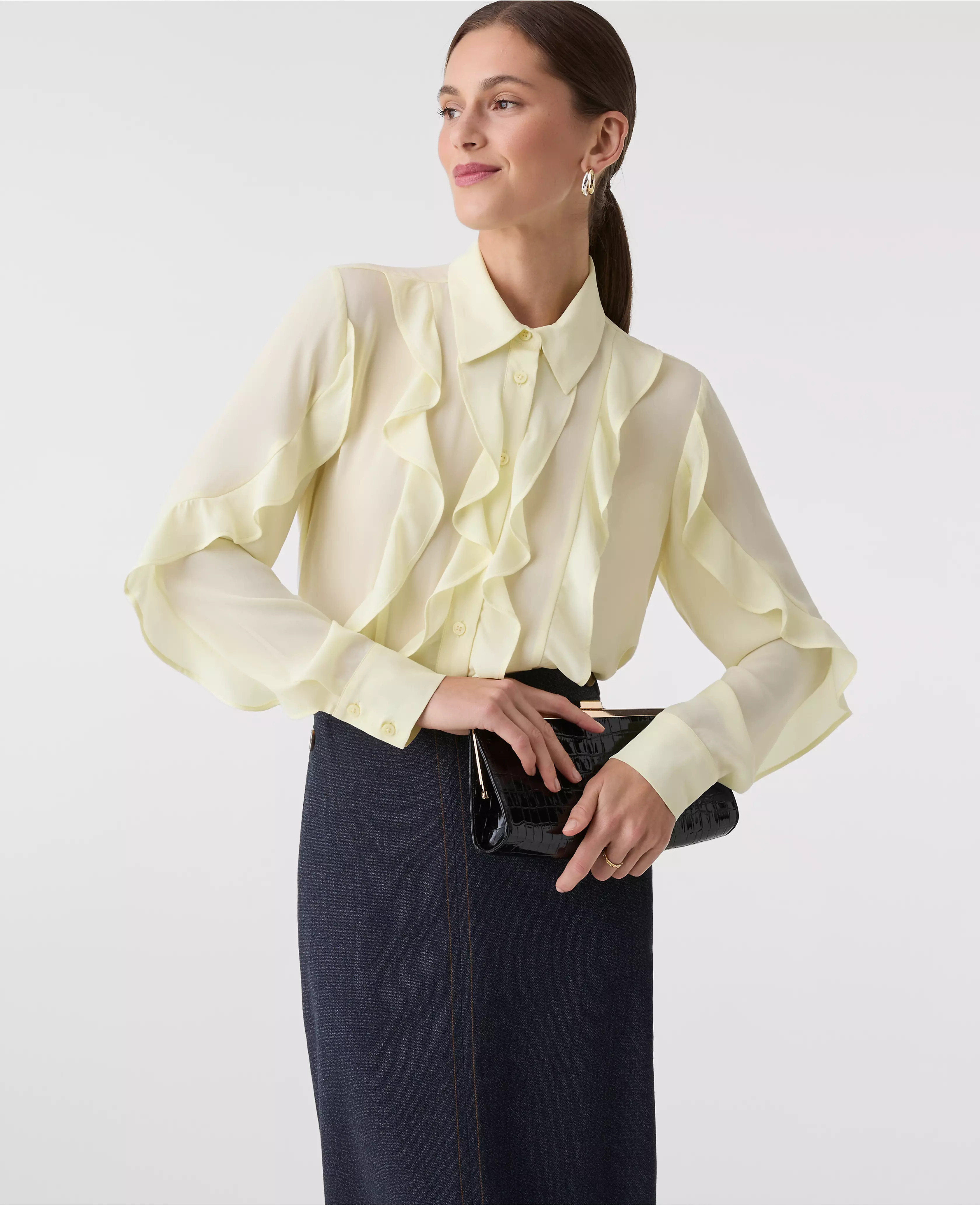 Ruffle Button Down Shirt | Ann Taylor