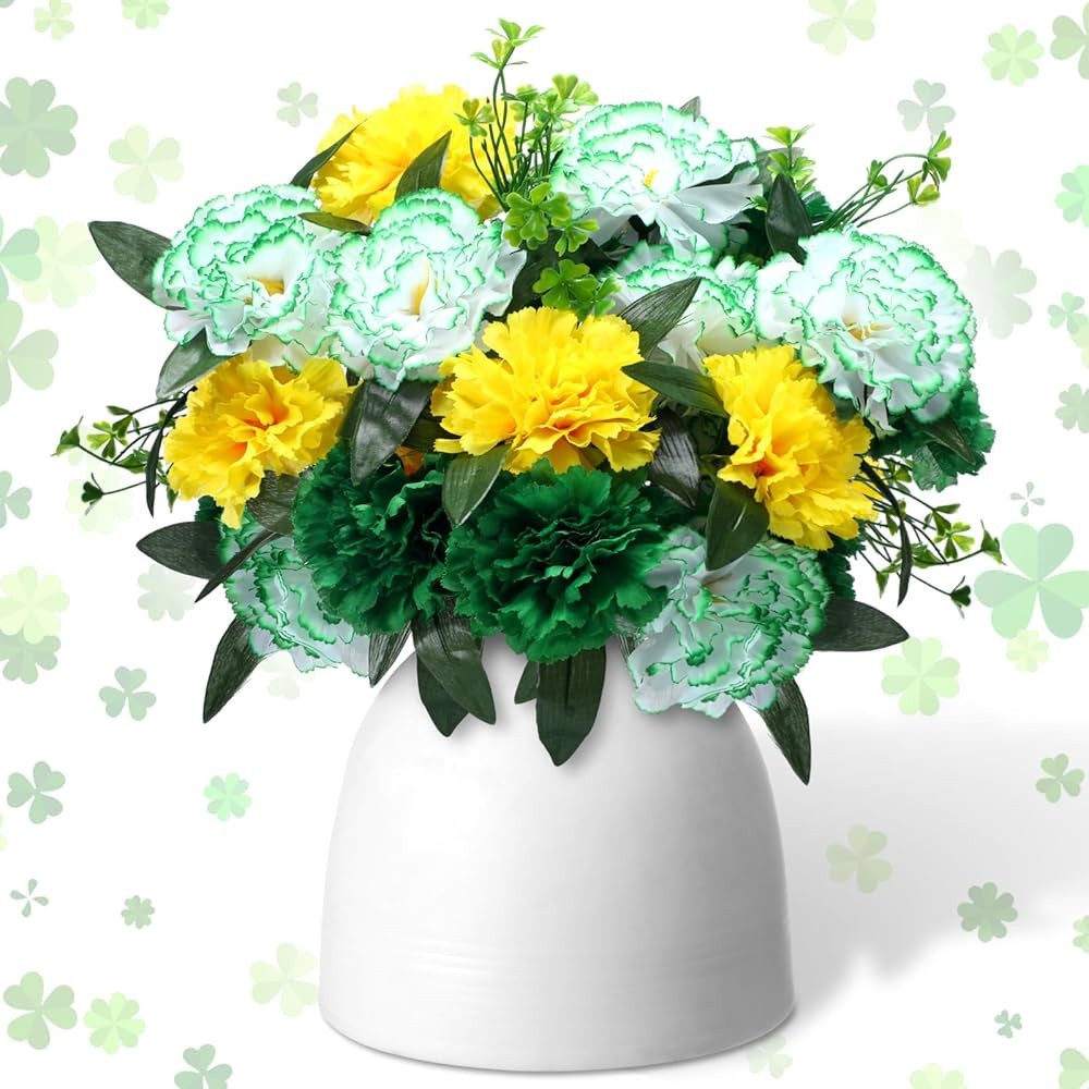8 Pcs Carnations Artificial Flowers St. Patrick's Day Carnations Four Leaf Clover Artificial Flow... | Amazon (US)