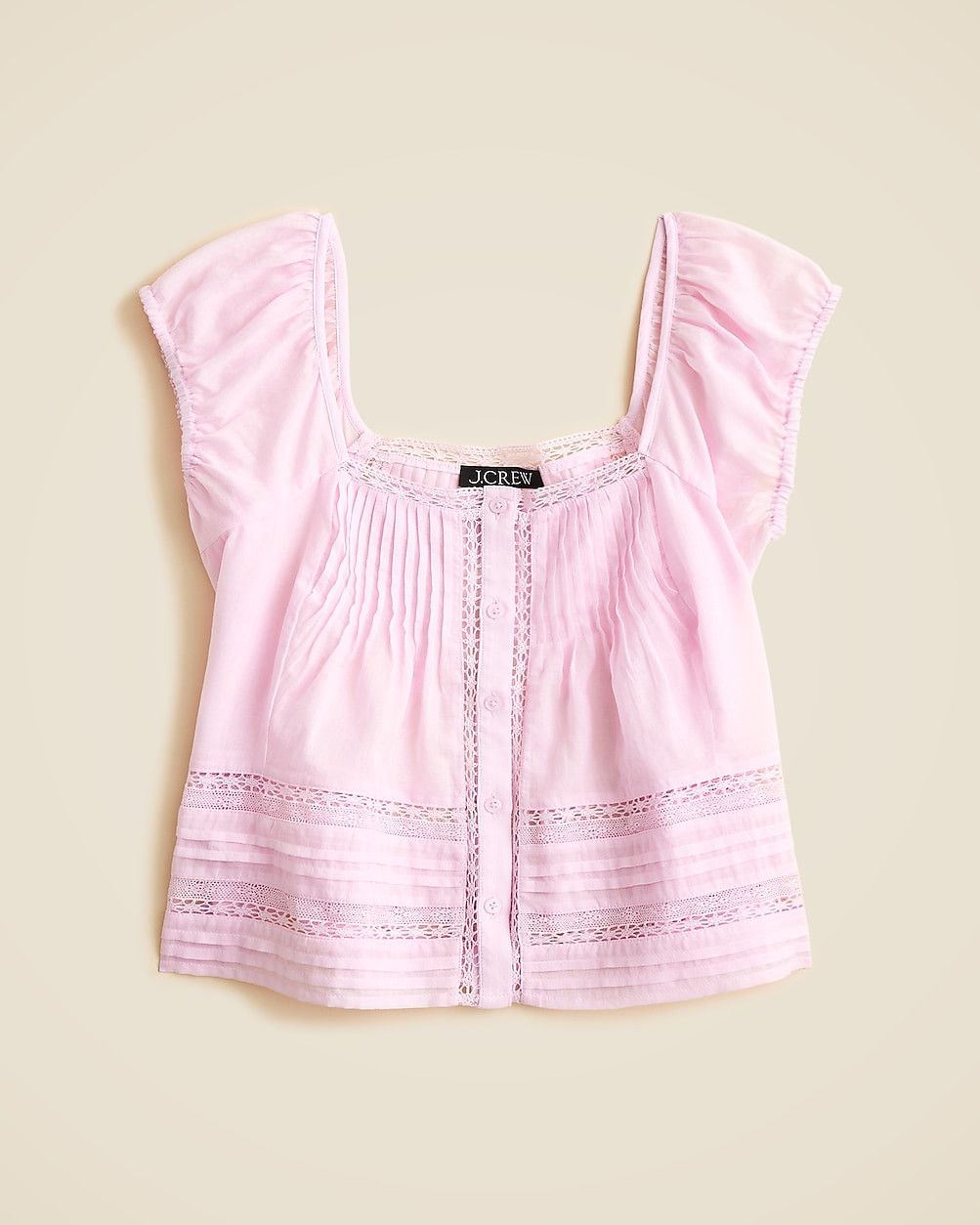 Cap-sleeve lace-trim top in cotton voile | J. Crew US