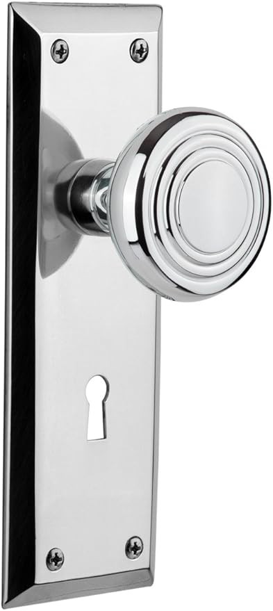 Nostalgic Warehouse New York Plate with Keyhole Deco Knob, Single Dummy, Bright Chrome | Amazon (US)
