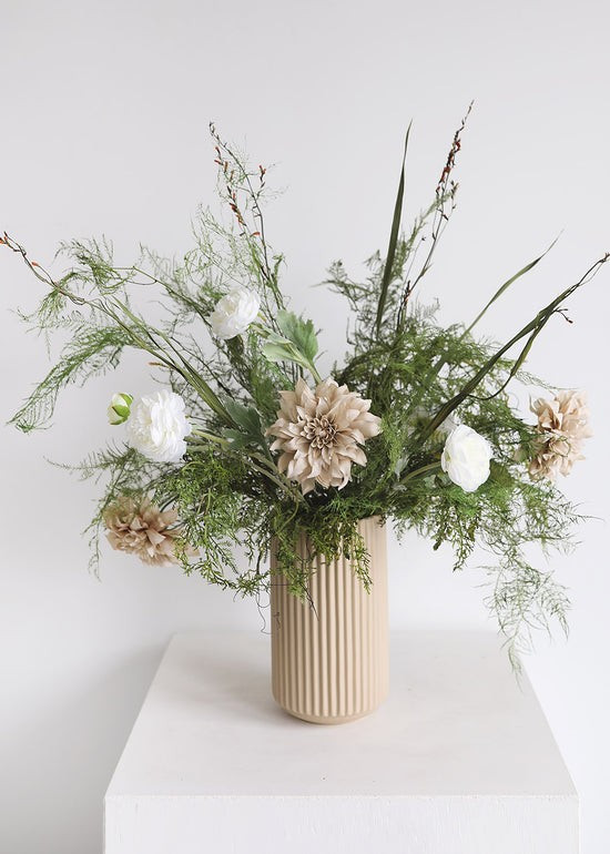 Afloral Ceramic Wide Ridged Beige Vase - 10 | Afloral (US)