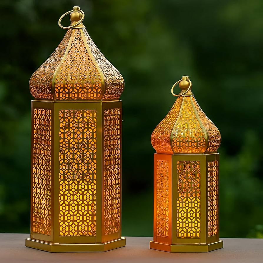 VELA LANTERNS Large Golden Tower Temple Moroccan Lantern Lamp Decorative Candle Holders for Ramad... | Amazon (US)