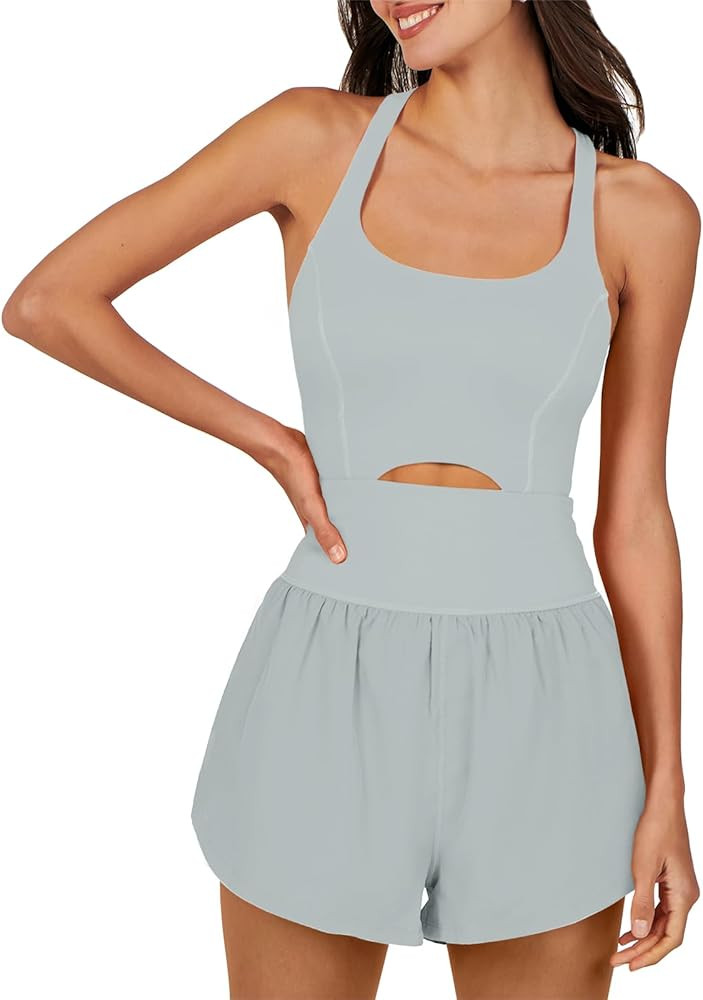 ANRABESS Womens Athletic Workout Romper Summer Running Onesie Exercise Jumpsuits One Piece Outfit... | Amazon (US)