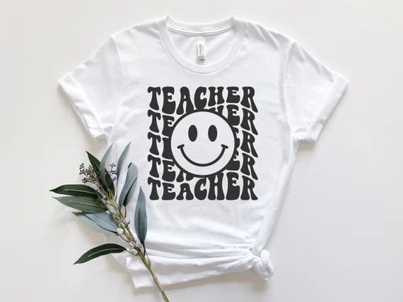 Teacher Smiley Face Shirt, Retro Teacher Shirt, Smile Face T-Shirt, Retro Smiley Face Teacher Shi... | Etsy (US)