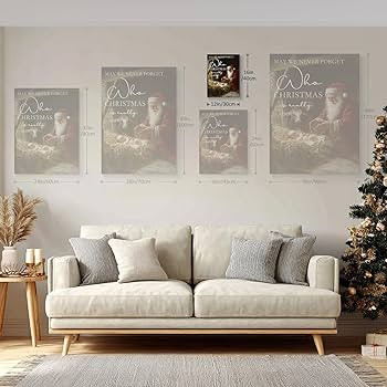 vandlife Large Vintage Christmas Canvas Wall Art Santa Claus and Baby Jesus Painting True Meaning... | Amazon (US)