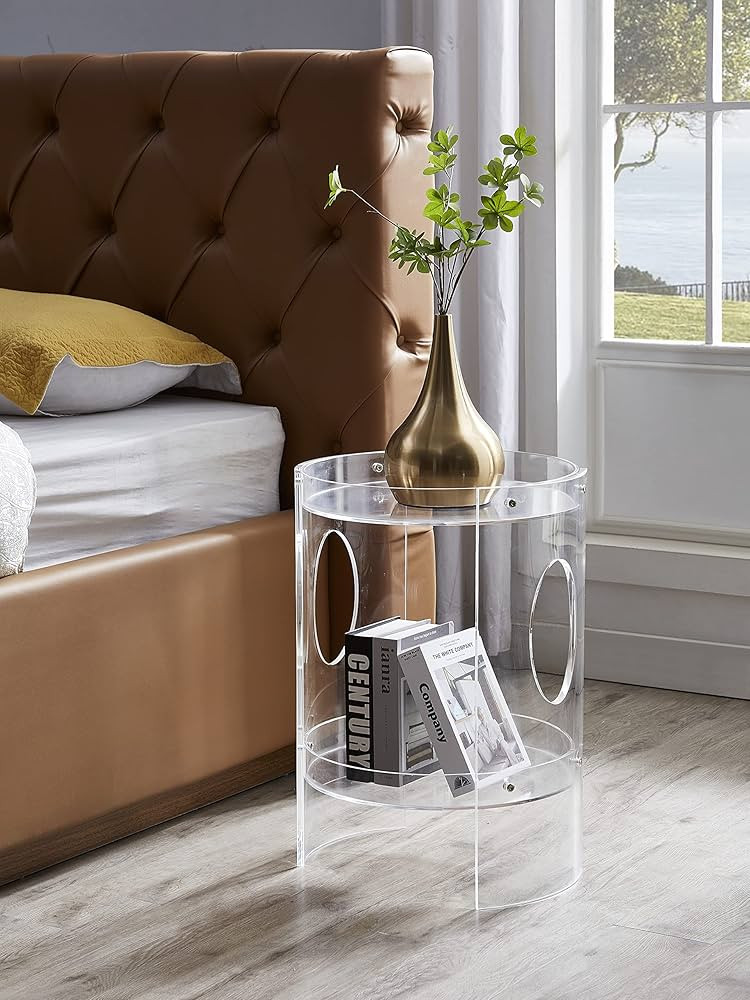 MEETLAKE Clear Acrylic End Table,Nightstand, 2-Tier Tray, Sturdy and Easy Assembly.16.75 Lx15.75 ... | Amazon (US)