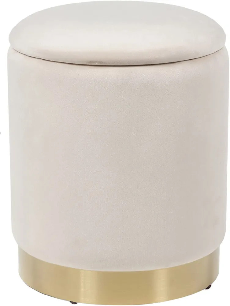 SOFT ASS Round Storage Ottoman Velvet Upholstered Stool Footrest with Gold Metal Base for Living ... | Amazon (CA)