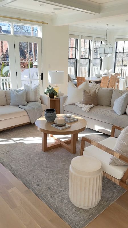 Neutral living room. Our couch is the pottery barn York sofa in performance heathered tweed in pebble. Pillow covers and inserts are Amazon! 

#LTKsalealert #LTKhome #LTKfindsunder100