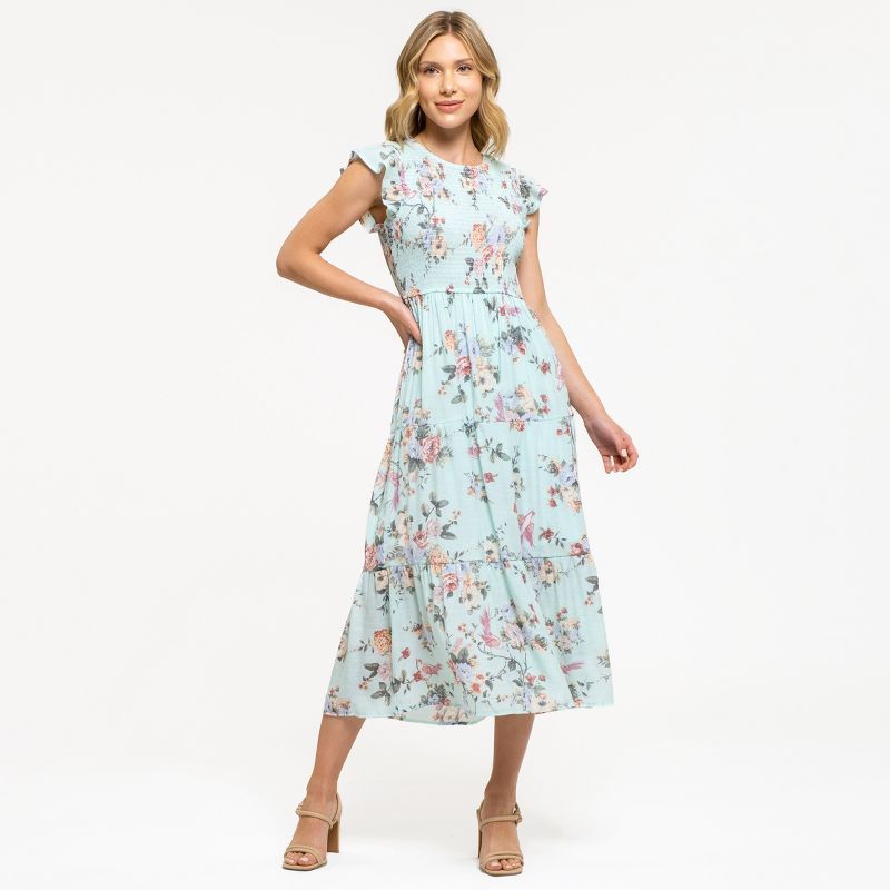 August Sky Women's Smocked Floral Tiered Dress | Target