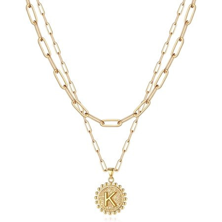 Yoosteel Gold Initial Necklaces for Women Girls 14K Gold Plated Dainty Layering Paperclip Link Chain | Walmart (US)