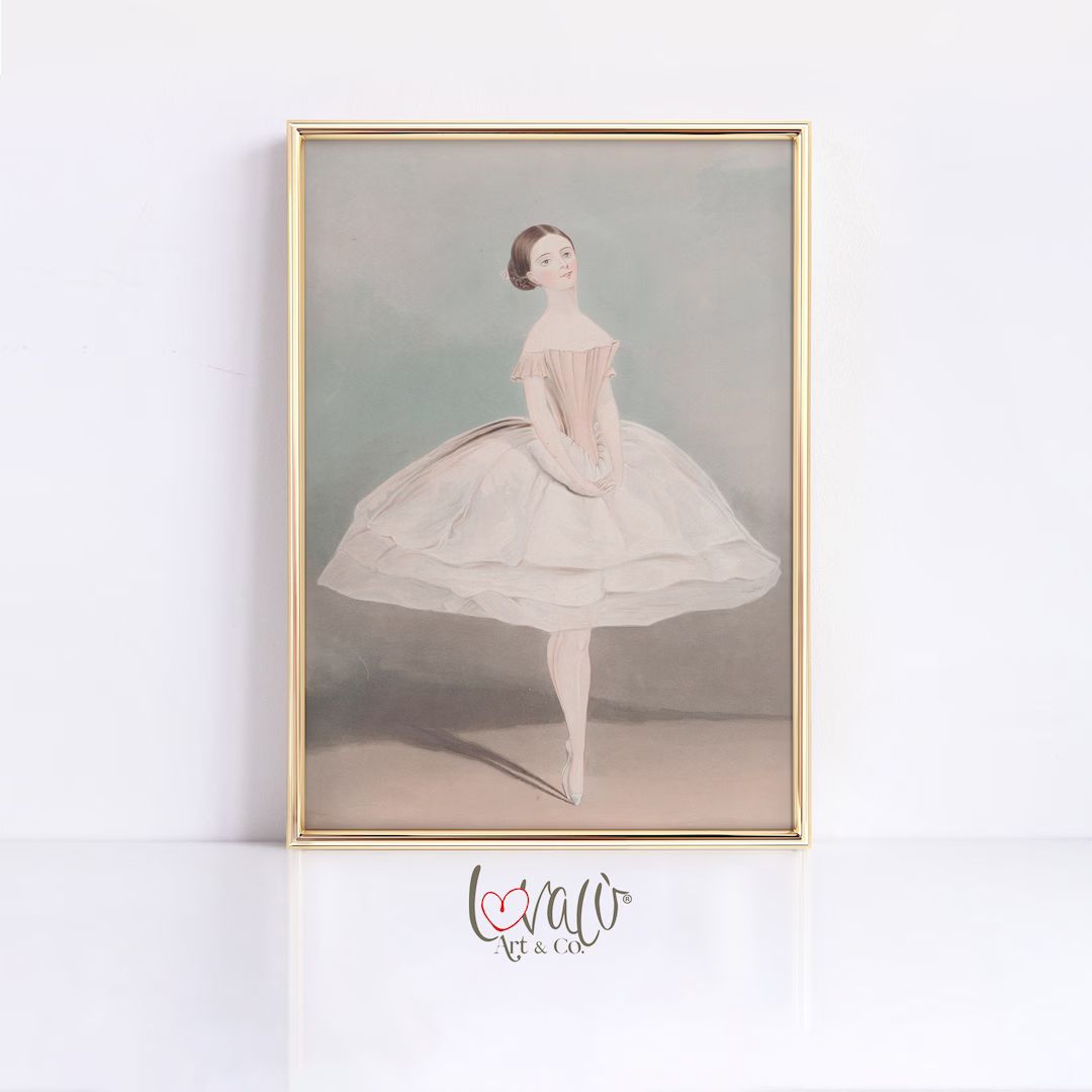 Downloadable Vintage Nursery Art  Antique Ballerina Pastel - Etsy | Etsy (US)